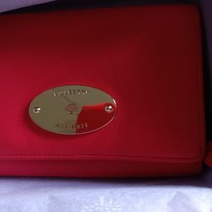 Mulberry bright red soft leather plaque small wallet bought in England 2018.
